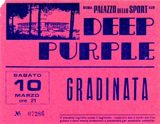 Deep Purple a Roma: Biglietto d'ingresso 1973